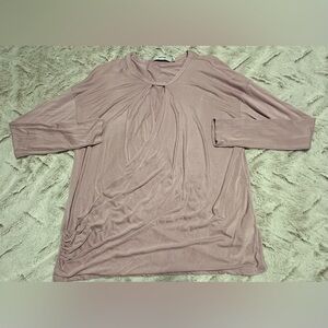 JustFab Mauve Faux Wrap Long Sleeve Top